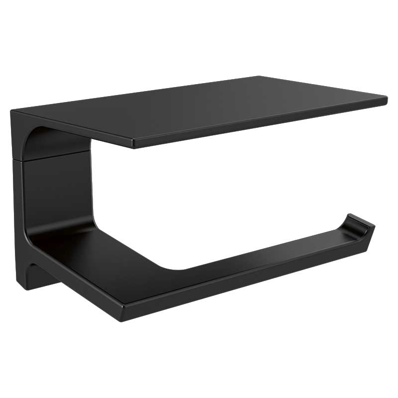 PORTA ROLLO DE PAPEL DE BAÑO CON REPISA - NEGRO MATE - PIVOTAL - DELTA BATH