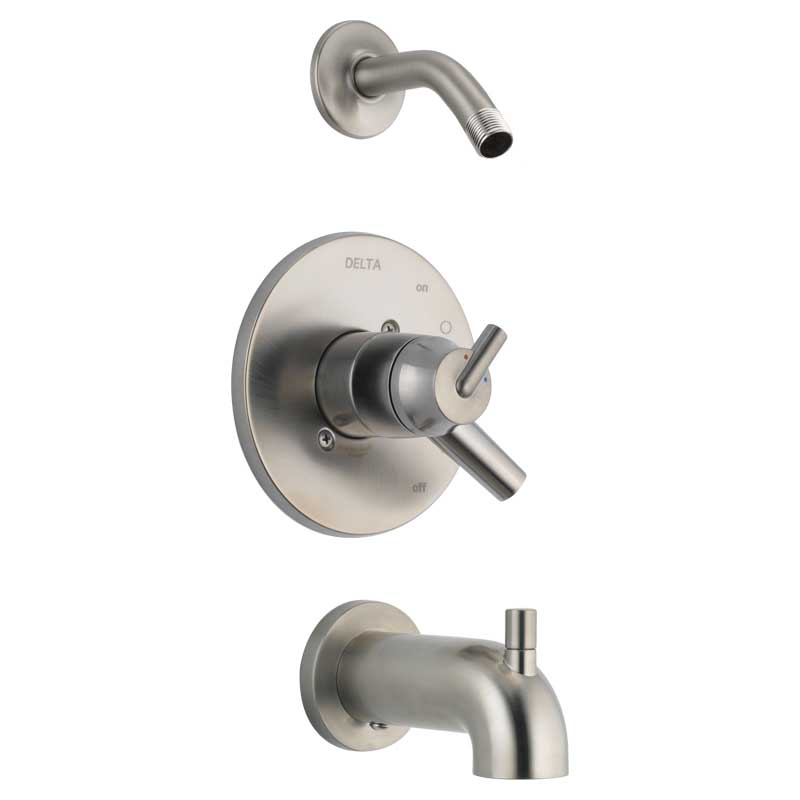 REGADERA PARA BAÑO - INCLUYE MONOMANDO, LLENADO DE TINA Y BRAZO - ACERO INOXIDABLE - TRINSIC - DELTA BATH